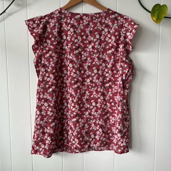 Denver Hayes Red Ruffled Flutter Sleeve Blouse Large - Picture 5 of 5